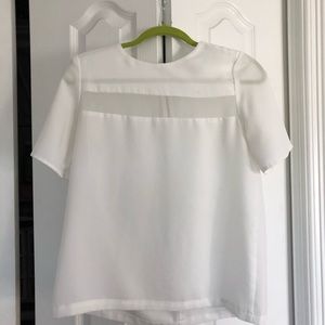 White chiffon top with zipper back illusion panel